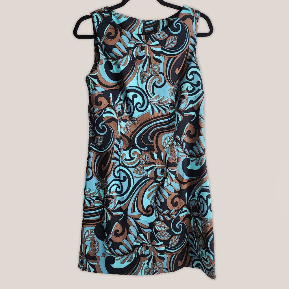 Apostrophe Paisley Teal and Brown Dress